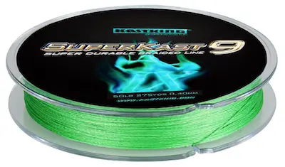 Green braided redfish fishing line ideal for catching redfish from the shore, pier, wade-fishing, or small boats.