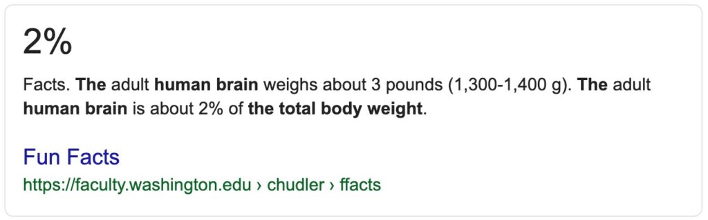 Adult human brain weight (Google result)