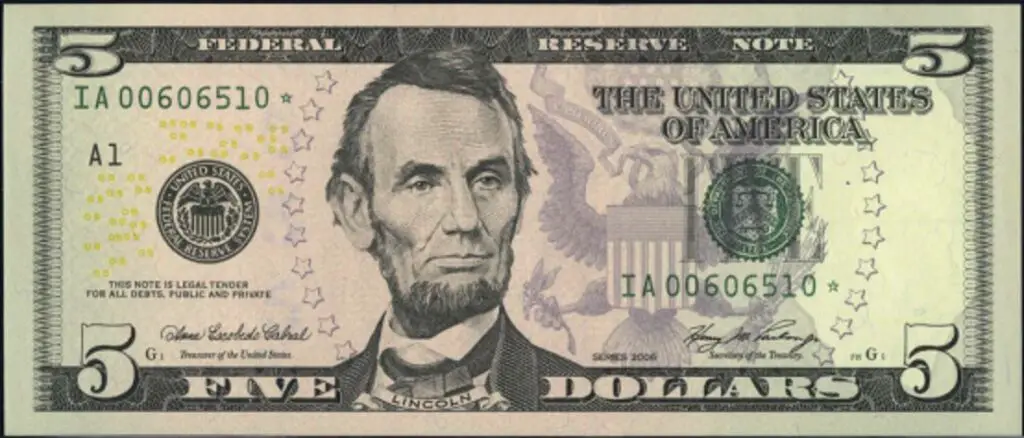 Five dollar bill (USD)