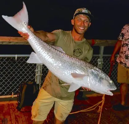 A big redfish caught at night.
