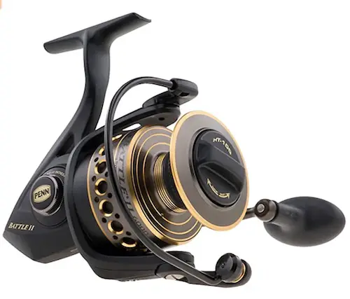 Penn Battle II spinning reel for catching flounder and a variety of Florida fish species under 20 lbs.