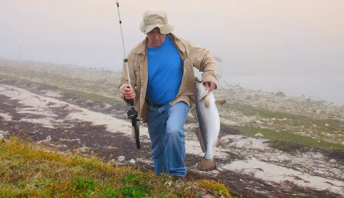 A large Speckled Seatrout caught in winter.