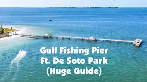 Aerial view of Gulf Fishing Pier in Fort De Soto State Park, Florida.