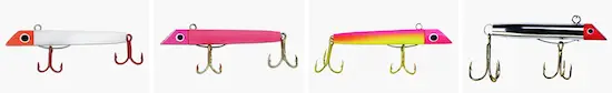 Four different styles of Got-Cha fishing lures.